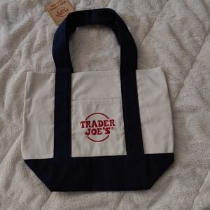 Trader Joe's Canvas Tote Bag - Navy and Cream